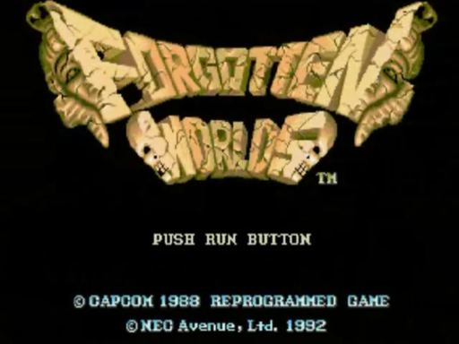 Forgotten Worlds title screen for TurboGrafx CD